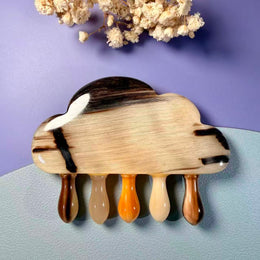 Argali & White Buffalo Horn Cloud Comb — Original Two-Horn Design
