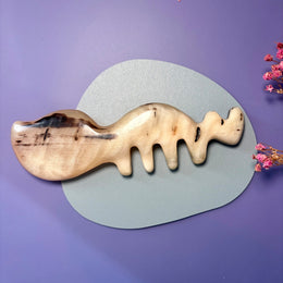 100% Handcrafted Squirrel Horn Gua Sha Comb | Rare Ink-Stripe Jade White Meridian Massager (Eco-Friendly & Chemical-Free)