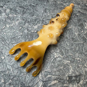 Rare Golden Milky White Yak Horn Scalp Massager Rake | 100% Handcrafted Eco-Friendly Meridian Comb | Resin-Free