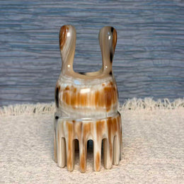 Yak Horn Comb — Owl-Inspired Design, Tiramisu Tone for Hair & Scalp