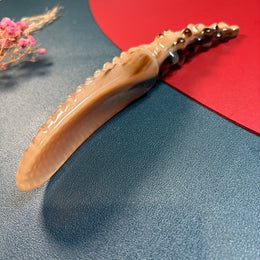 [Rare Gold & Cream White] Mature Yak Horn Diamond-Textured Gua Sha Tool | 100% Handcrafted Wavy Acupressure Board | Eco-Friendly Resin-Free Meridian Massager