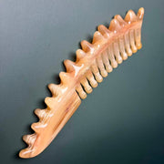 Argali Horn Wide-Tooth Comb — Wave-Crest Design, Ink-Wash Grain