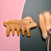 Argali Horn Golden Retriever Comb — Golden Silk Grain, Hand-Carved Scalp & Acupressure Tool