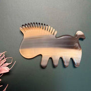 White Buffalo Horn Comb — Little Horse Silhouette, Hand-Carved