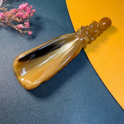 100% Handcrafted Diamond-Cut Horn Gua Sha Tool | Rare Golden Translucent Body & Scalp Massage Wand (Eco-Friendly & Chemical-Free)