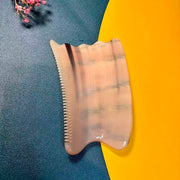 [Rare Among Rare, 20-30Y Natural Crust] Mature White Water Buffalo Horn Gua Sha Tool | Wavy Acupressure Board | Eco-Friendly Resin-Free Meridian Massager
