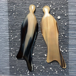 Rare Creamy Gold Argali Horn Fish-Shaped Facial Massager | 2-Piece Set 100% Handcrafted Eye Acupressure Wand | Eco-Friendly Resin-Free Gua Sha Lifting Tools