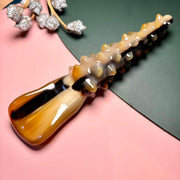 Yak Horn Beauty Wand — Sea-Cucumber Bead Silhouette, Body & Facial Gua Sha