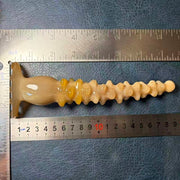 Large Yak Horn Scalp Rake — Translucent Amber, Slender Tines