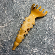Rare Golden Milky White Yak Horn Scalp Massager Rake | 100% Handcrafted Eco-Friendly Meridian Comb | Resin-Free