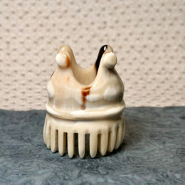 [Rare Creamy White – Mature Yak Horn] Handcrafted Scalp Massage Comb | 4-Point Crown Meridian Gua Sha Tool | 100% Natural, Un-dyed & Eco-Friendly