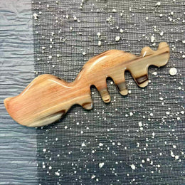 100% Handcrafted Squirrel Sheep Horn Gua Sha Comb | Rare Amber Gold Facial & Acupressure Massager