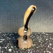 Yak Horn Rabbit Scalp Massager — Charcoal-Patched Grain, Hand-Carved