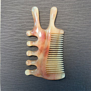 Rare Argali Horn Face & Eye Acupressure Comb | 100% Handcrafted Biomorphic Meridian Rake | Eco-Friendly Resin-Free Gua Sha Tool