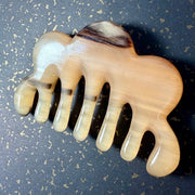 [Rare Ink-Wash Texture] Mature Argali Horn Scalp Massage Comb | Cloud-Shape Gua Sha Meridian Scraping Tool | 100% Natural, Eco-Friendly & Un-dyed