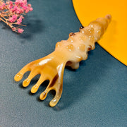 Rare Golden Milky White Yak Horn Scalp Massager Rake | 100% Handcrafted Eco-Friendly Meridian Comb | Resin-Free