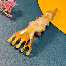 Rare Golden Milky White Yak Horn Scalp Massager Rake | 100% Handcrafted Eco-Friendly Meridian Comb | Resin-Free