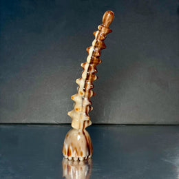 Genuine Yak Horn Massager — Caramel Streaked Tone for Scalp & Body