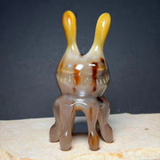Yak Horn Massage Tool — Cat's-Eye Effect, Amber Streaked for Hair, Eye & Scalp