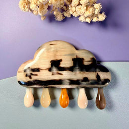 Argali & White Buffalo Horn Cloud Comb — Thick Double-Sided Ink-Wash