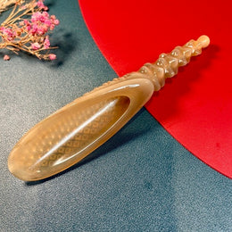 [Rare Among Rare, 20-30Y Natural Crust] Mature White Water Buffalo Horn Gua Sha Tool | Wavy Acupressure Board | Eco-Friendly Resin-Free Meridian Massager