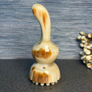 Yak Horn Massage Tool — Rare Mellow Milky Tone with Mottled Spots for Eye Scalp & Body
