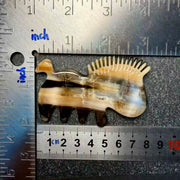 White Buffalo Horn Comb — Little Horse Silhouette, Hand-Carved