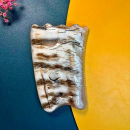 [Rare Among Rare, 20-30Y Natural Crust] Mature White Water Buffalo Horn Gua Sha Tool | Wavy Acupressure Board | Eco-Friendly Resin-Free Meridian Massager