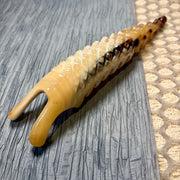 Rare Gold & Cream White Yak Horn Scalp Massager Rake | 100% Handcrafted Biomorphic Meridian Comb | Eco-Friendly & Resin-Free