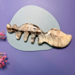 100% Handcrafted Squirrel Sheep Horn Gua Sha Comb | Rare Amber Gold Facial & Acupressure Massager
