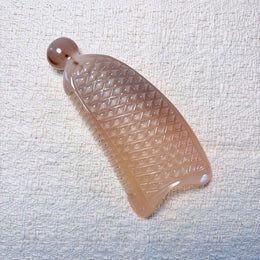 [Rare] Mature White Water Buffalo Horn Facial Gua Sha Comb | Diamond-Textured Jawline & Acupressure Tool | Eco-Friendly Resin-Free