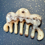 [Rare Ink-Wash Texture] Mature Argali Horn Scalp Massage Comb | Cloud-Shape Gua Sha Meridian Scraping Tool | 100% Natural, Eco-Friendly & Un-dyed