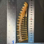 Argali Horn Wide-Tooth Comb — Wave-Crest Design, Ink-Wash Grain