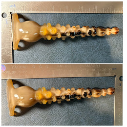 100% Handcrafted Large Natural Yak Horn Scalp Massager Comb | Rare Gold & Cream White Biomorphic Meridian Rake (Chemical-Free & Eco-Friendly)