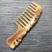 [20-30Y Rare Crust] Hand-Carved Argali Horn Scalp Massage Comb | Double Fish Pattern Vintage Meridian Gua Sha Tool | 100% Natural, Un-dyed & Eco-Friendly