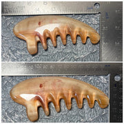 [Rare Amber Gold] Pocket-Sized Argali Horn Scalp Massage Comb | Crescent Moon Meridian Gua Sha & Acupressure Point Tool | 100% Natural Anti-Static Hair Care