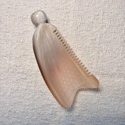 [Rare] Mature White Water Buffalo Horn Facial Gua Sha Comb | Diamond-Textured Jawline & Acupressure Tool | Eco-Friendly Resin-Free
