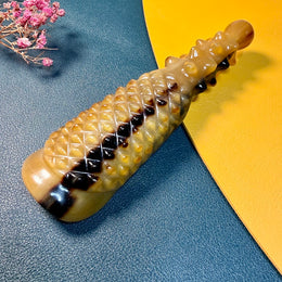 100% Handcrafted Diamond-Cut Horn Gua Sha Tool | Rare Golden Translucent Body & Scalp Massage Wand (Eco-Friendly & Chemical-Free)