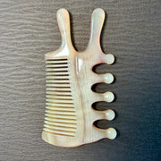 Rare Argali Horn Face & Eye Acupressure Comb | 100% Handcrafted Biomorphic Meridian Rake | Eco-Friendly Resin-Free Gua Sha Tool