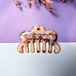 [Rare Ink-Wash Texture] Mature Argali Horn Scalp Massage Comb | Cloud-Shape Gua Sha Meridian Scraping Tool | 100% Natural, Eco-Friendly & Un-dyed