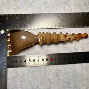 Large Yak Horn Scalp Rake — Wide Fan Comb, Speckled Grain