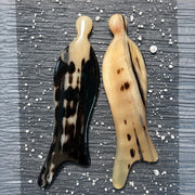Rare Creamy Gold Argali Horn Fish-Shaped Facial Massager | 2-Piece Set 100% Handcrafted Eye Acupressure Wand | Eco-Friendly Resin-Free Gua Sha Lifting Tools