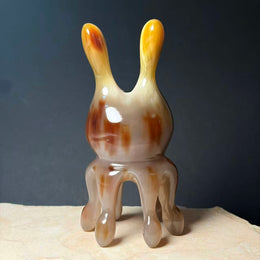 Yak Horn Massage Tool — Cat's-Eye Effect, Amber Streaked for Hair, Eye & Scalp