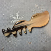 100% Handcrafted Squirrel Horn Gua Sha Comb | Rare Ink-Stripe Jade White Meridian Massager (Eco-Friendly & Chemical-Free)