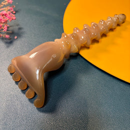 Rare Yak Horn Acupoint Massage Rake | Handcrafted Spiral Tentacle Design Meridian Comb | Natural Undyed Horn