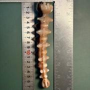 Pale Ivory Yak Horn Massage Wand — Star-Ridged, Lotus Pod Head