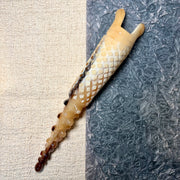 Rare Gold & Cream White Yak Horn Scalp Massager Rake | 100% Handcrafted Biomorphic Meridian Comb | Eco-Friendly & Resin-Free