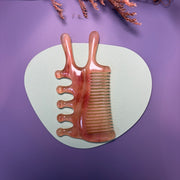 Rare Argali Horn Face & Eye Acupressure Comb | 100% Handcrafted Biomorphic Meridian Rake | Eco-Friendly Resin-Free Gua Sha Tool