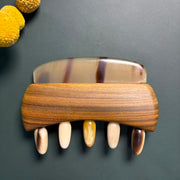 Yak Horn Gua Sha & Scalp Comb, Five-Tooth Wooden Massager